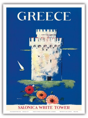 Greece Salonica White Tour travel poster